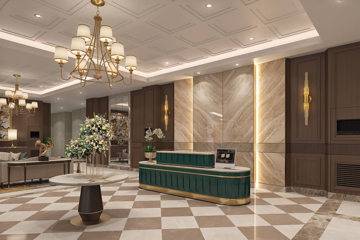 Future guests will be welcomed to a spacious lobby that evokes a combination of English Victorian elegance and charm.