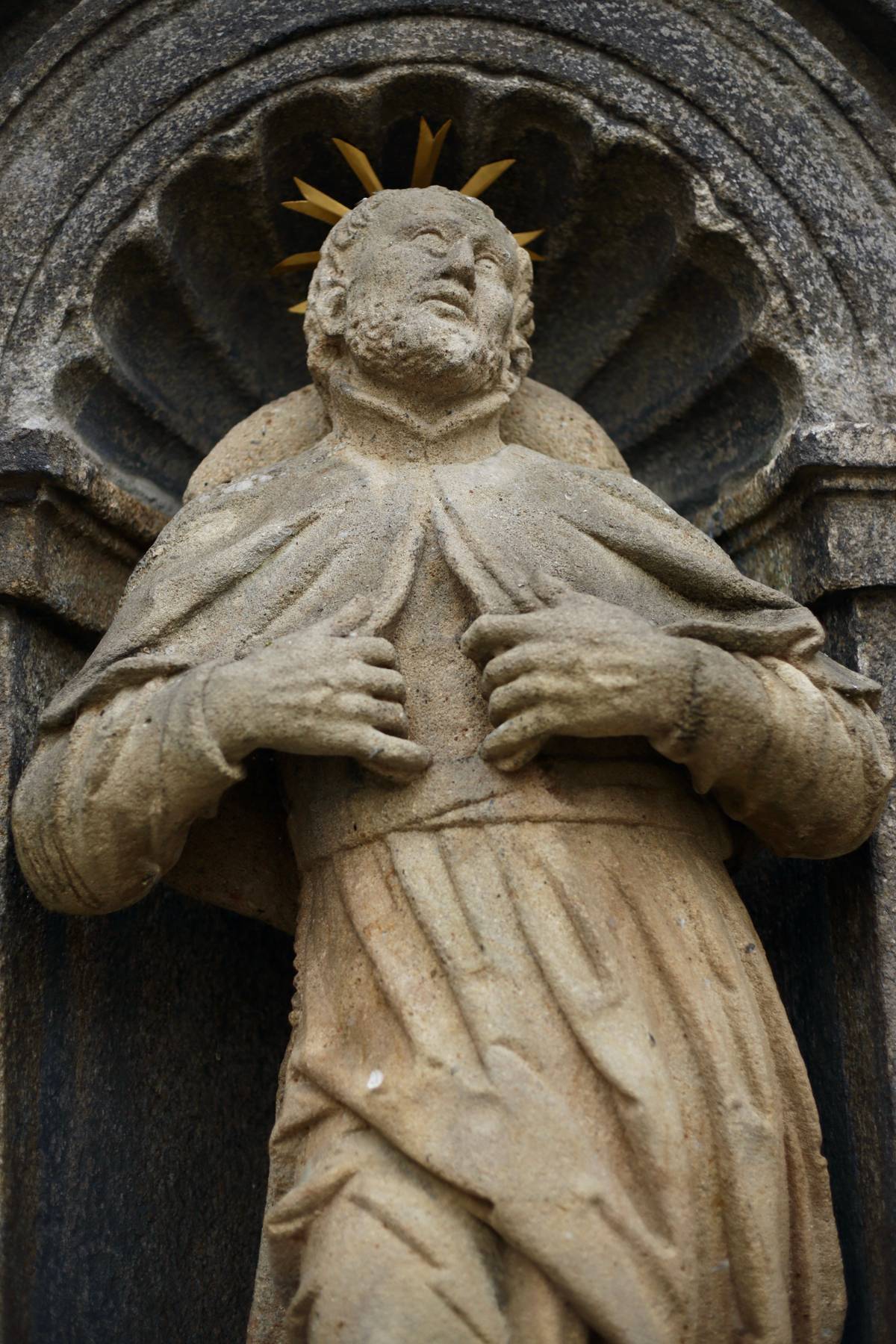 A typical external sculpture on a church wall.