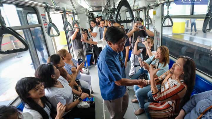 President Ferdinand R. Marcos Jr. rides the MRT