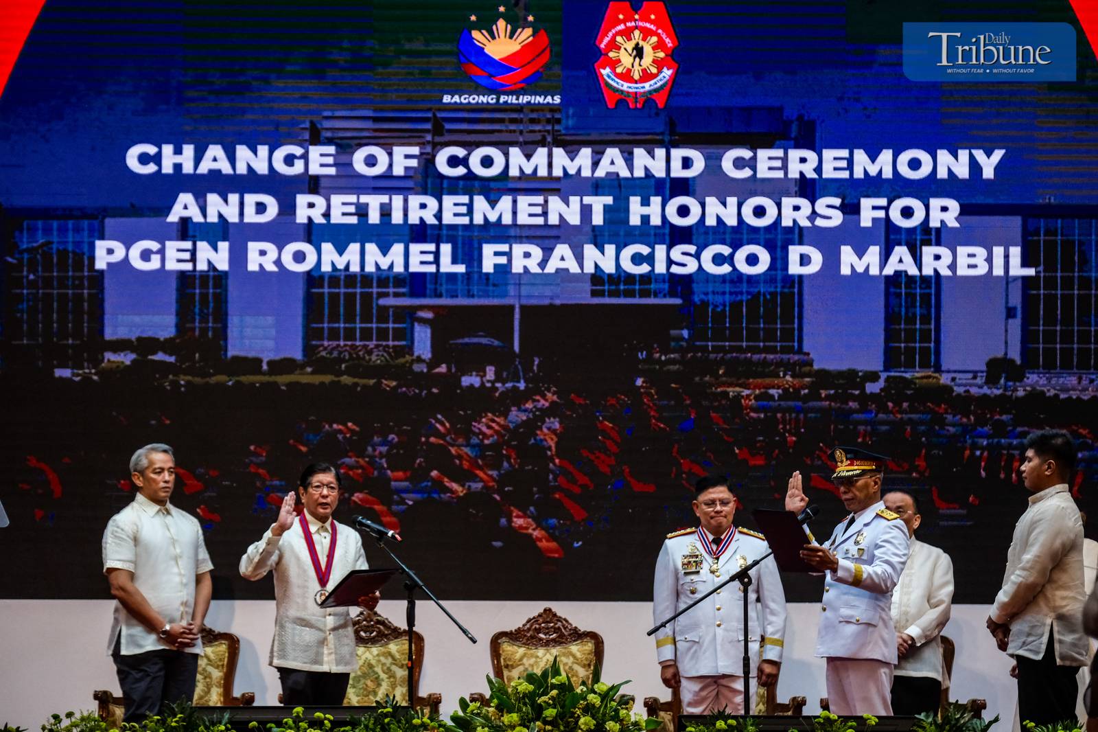 President Ferdinand R. Marcos Jr. leads the Philippine National Police (PNP) change of command ceremony on 2 June 2025, at Camp Crame, Quezon City. Police Major General Nicolas Torre III formally assumed office as the 31st PNP chief, succeeding Police General Rommel Marbil. Torre is the first graduate of the Philippine National Police Academy (PNPA) to head the organization. He previously served as chief of the Criminal Investigation and Detection Group (CIDG), where he oversaw the arrest and transport of former president Rodrigo Duterte to the International Criminal Court, and led the 2024 capture of Apollo Quiboloy on human trafficking and sexual exploitation charges. A native of Jolo, Sulu, Torre graduated from PNPA in 1993.
