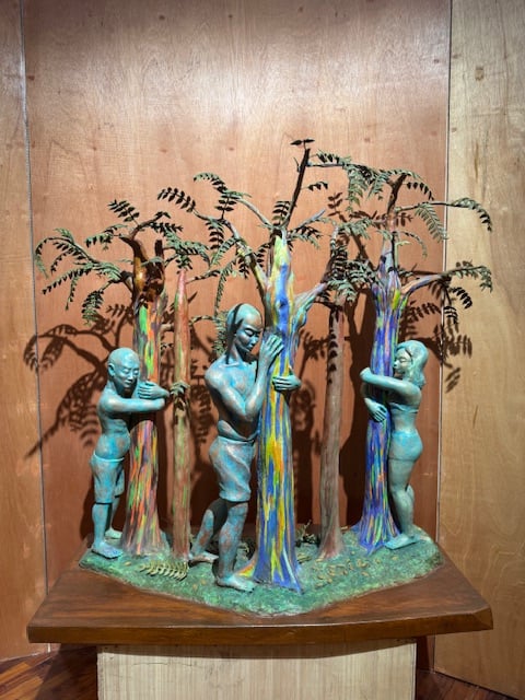 ‘Tree Huggers [Maquette]’ by Lito Mondejar Elmer Borlongan, 2023, resin.