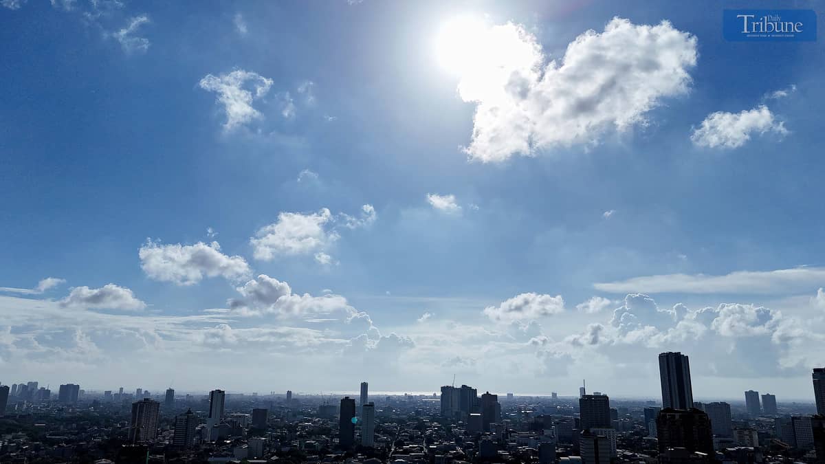 Blue skies with scattered clouds hover over Quezon City on Tuesday, despite PAGASA’s recent declaration of the start of the wet season in the Philippines.