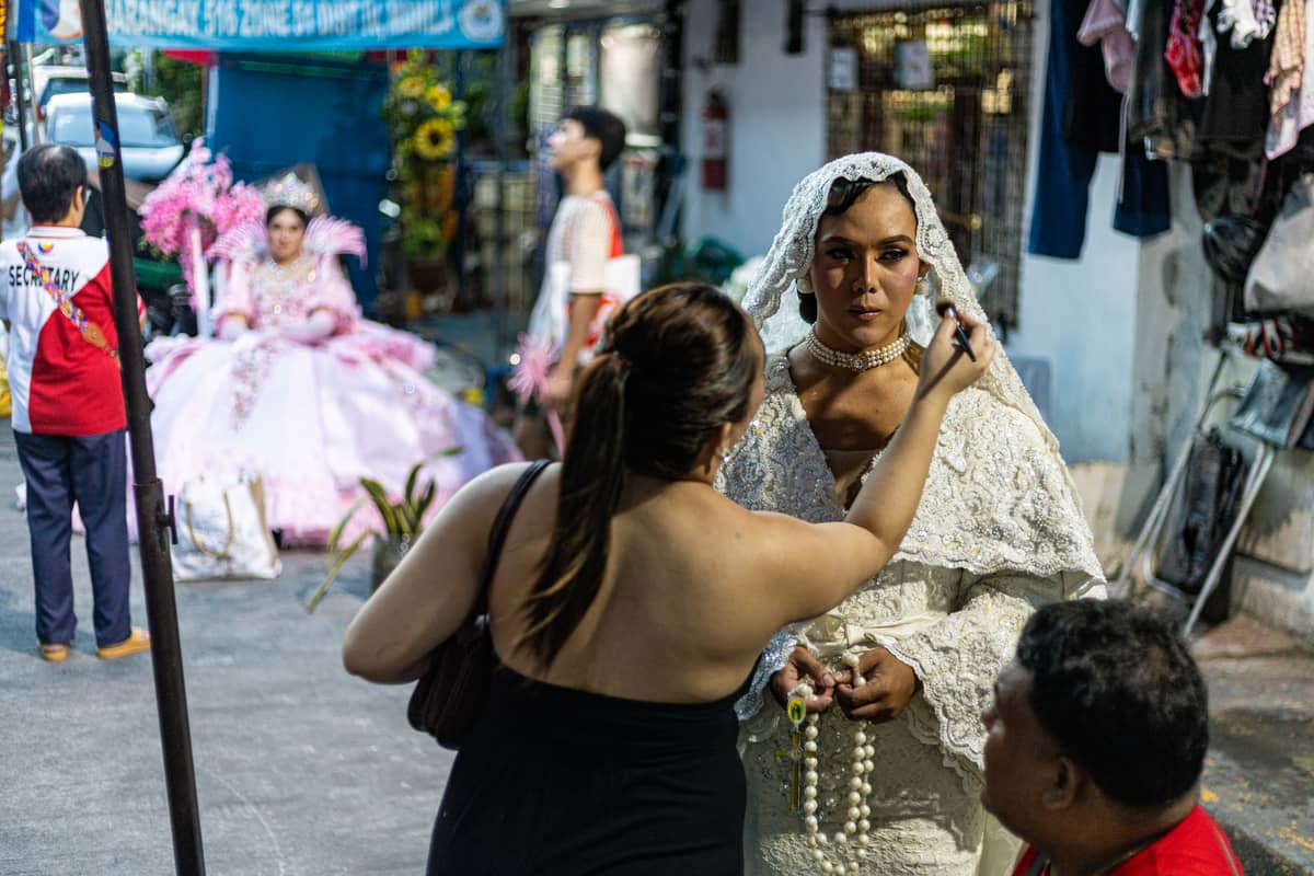 Participants of the Sagayla prepare before the start of the Sagayla procession in Sampaloc, Manila on Sunday, 1 June 2025.