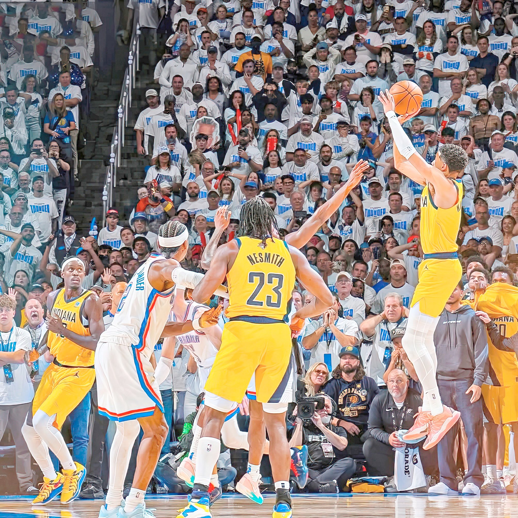 TYRESE Haliburton delivers the game-winning jumper to lift the Indiana Pacers to a 111-110 win over the Oklahoma City Thunder in Game 1 of their best-of-seven NBA Finals series on Friday (Manila time).