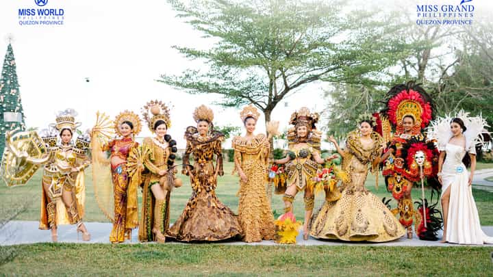 Miss World Philippines Quezon Province queens in festival costumes at the Seves Hotel and Resort in Sariaya, Quezon.