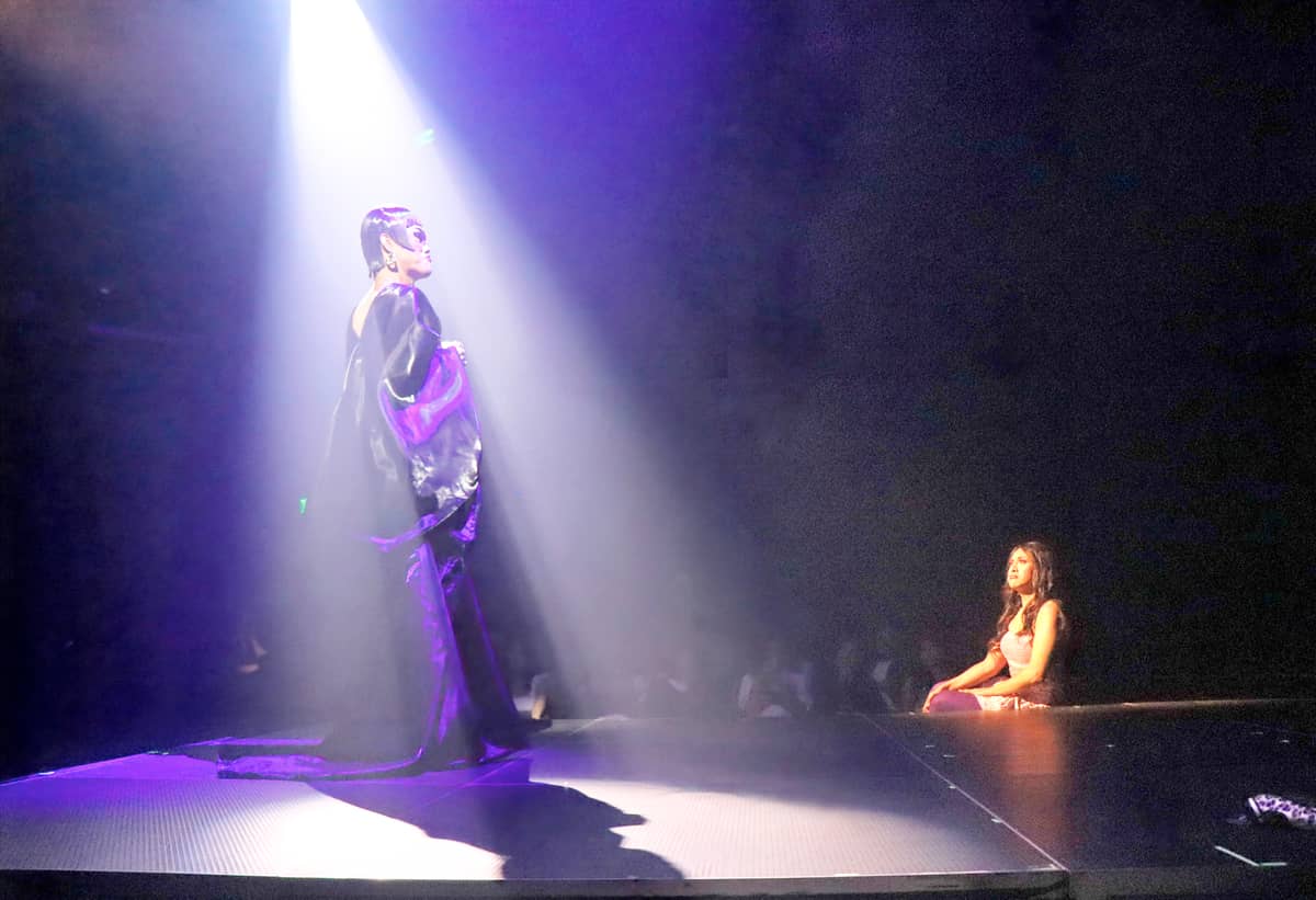 Drag queen Mrs. Tan in a major number in the play.
