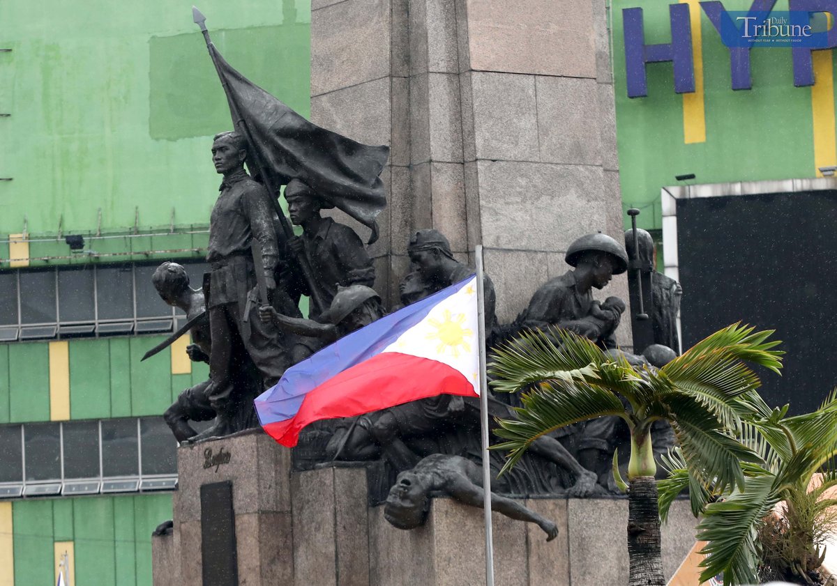 Members of the Northeastern Police District rehearse at the Andres Bonifacio Monument in Caloocan on Wednesday, 11 June 2025, ahead of the 127th Independence Day celebration.