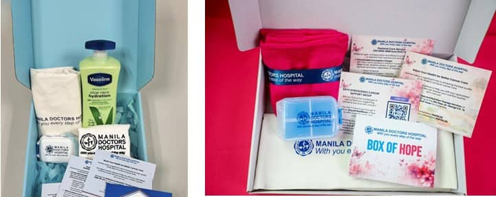 Samples of Box of Hope for MDH cancer patients