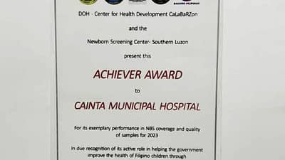 Cainta hospital honored for newborn screening efforts