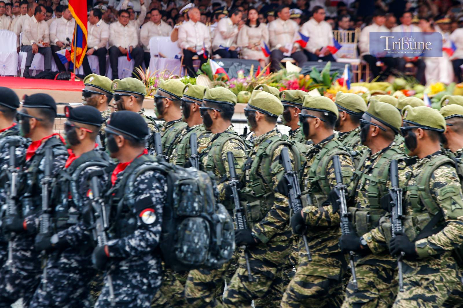 President Ferdinand Marcos Jr., joined by the first family, leads the 127th Philippine Independence Day celebration at the Quirino Grandstand on 12 June 2025. Cabinet secretaries, lawmakers, and members of the diplomatic corps also attended the event.
