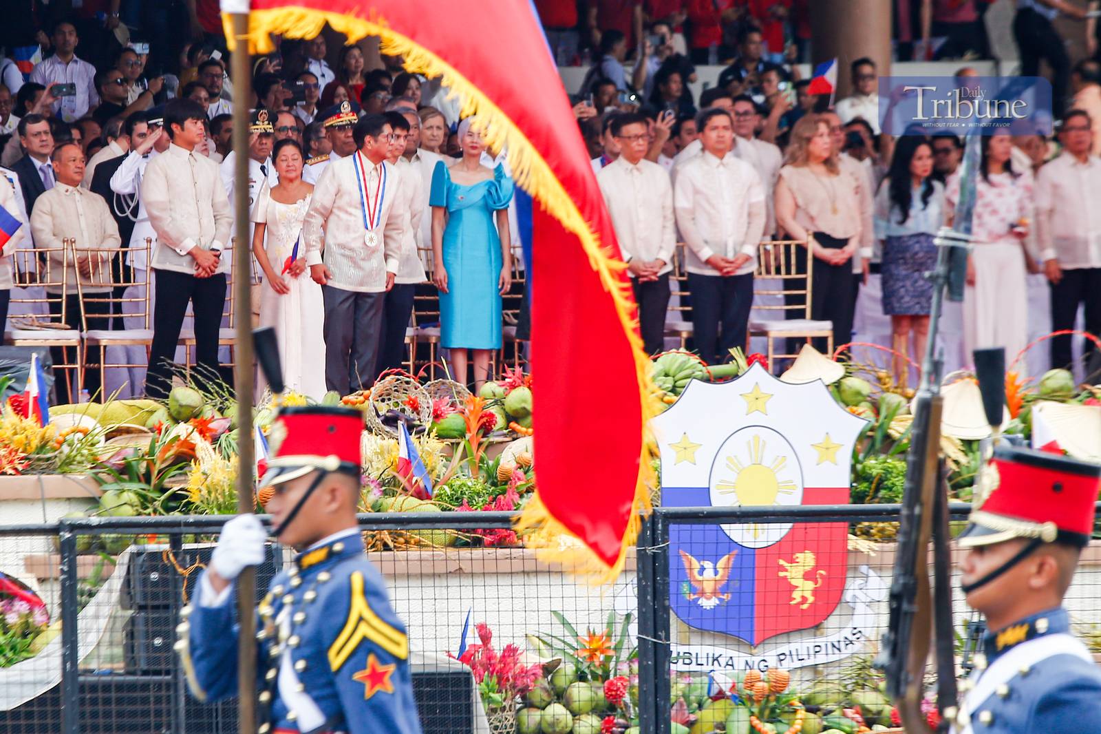 President Ferdinand Marcos Jr., joined by the first family, leads the 127th Philippine Independence Day celebration at the Quirino Grandstand on 12 June 2025. Cabinet secretaries, lawmakers, and members of the diplomatic corps also attended the event.