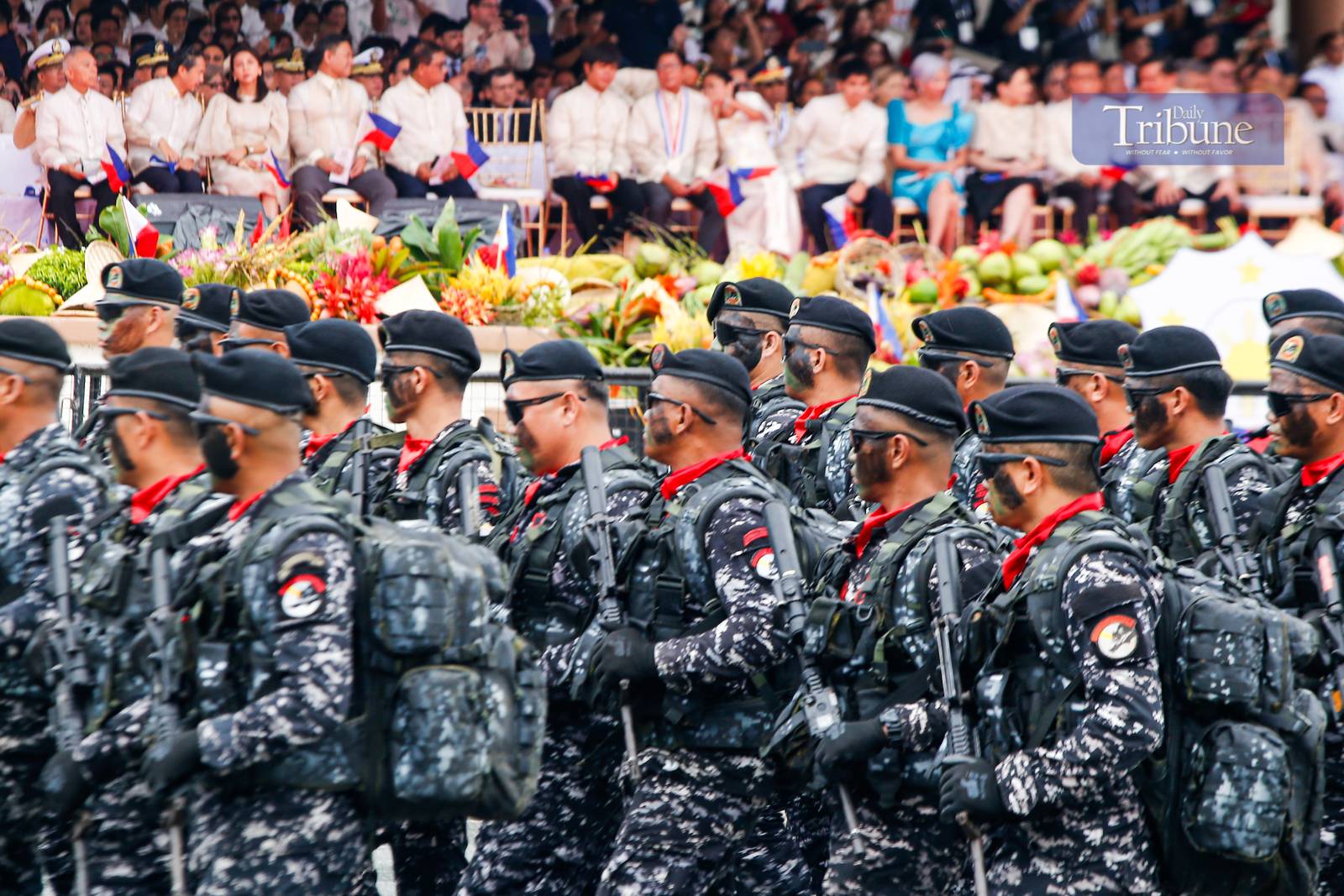President Ferdinand Marcos Jr., joined by the first family, leads the 127th Philippine Independence Day celebration at the Quirino Grandstand on 12 June 2025. Cabinet secretaries, lawmakers, and members of the diplomatic corps also attended the event.