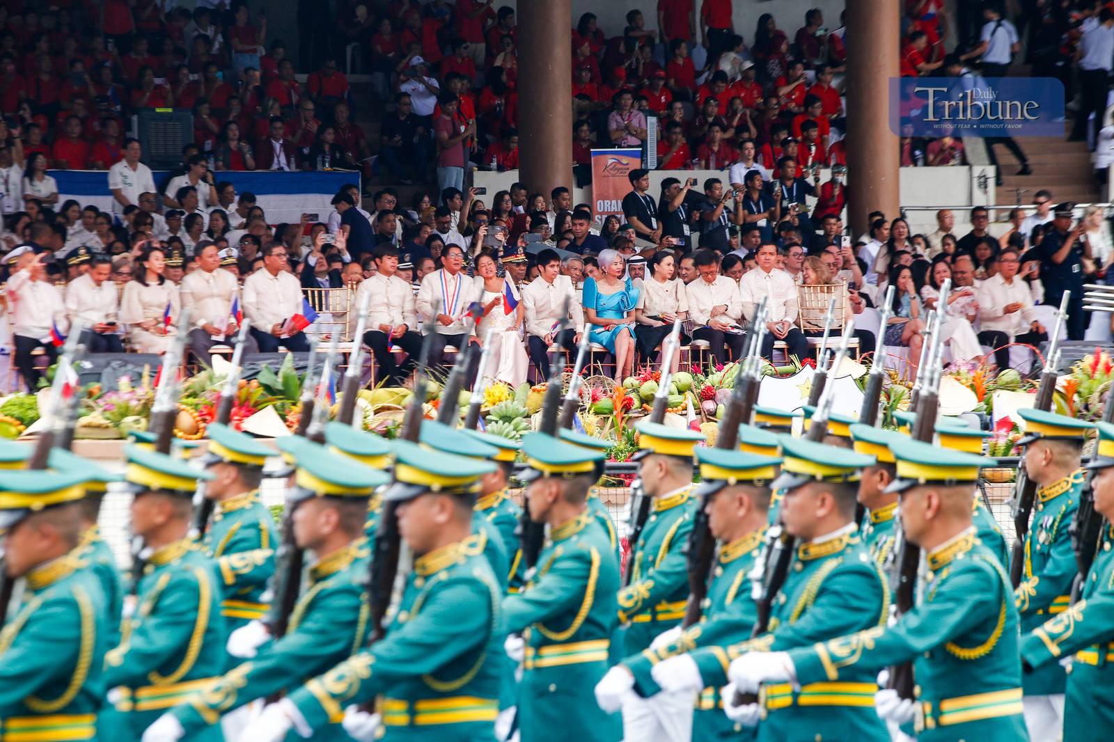 President Ferdinand Marcos Jr., joined by the first family, leads the 127th Philippine Independence Day celebration at the Quirino Grandstand on 12 June 2025. Cabinet secretaries, lawmakers, and members of the diplomatic corps also attended the event.