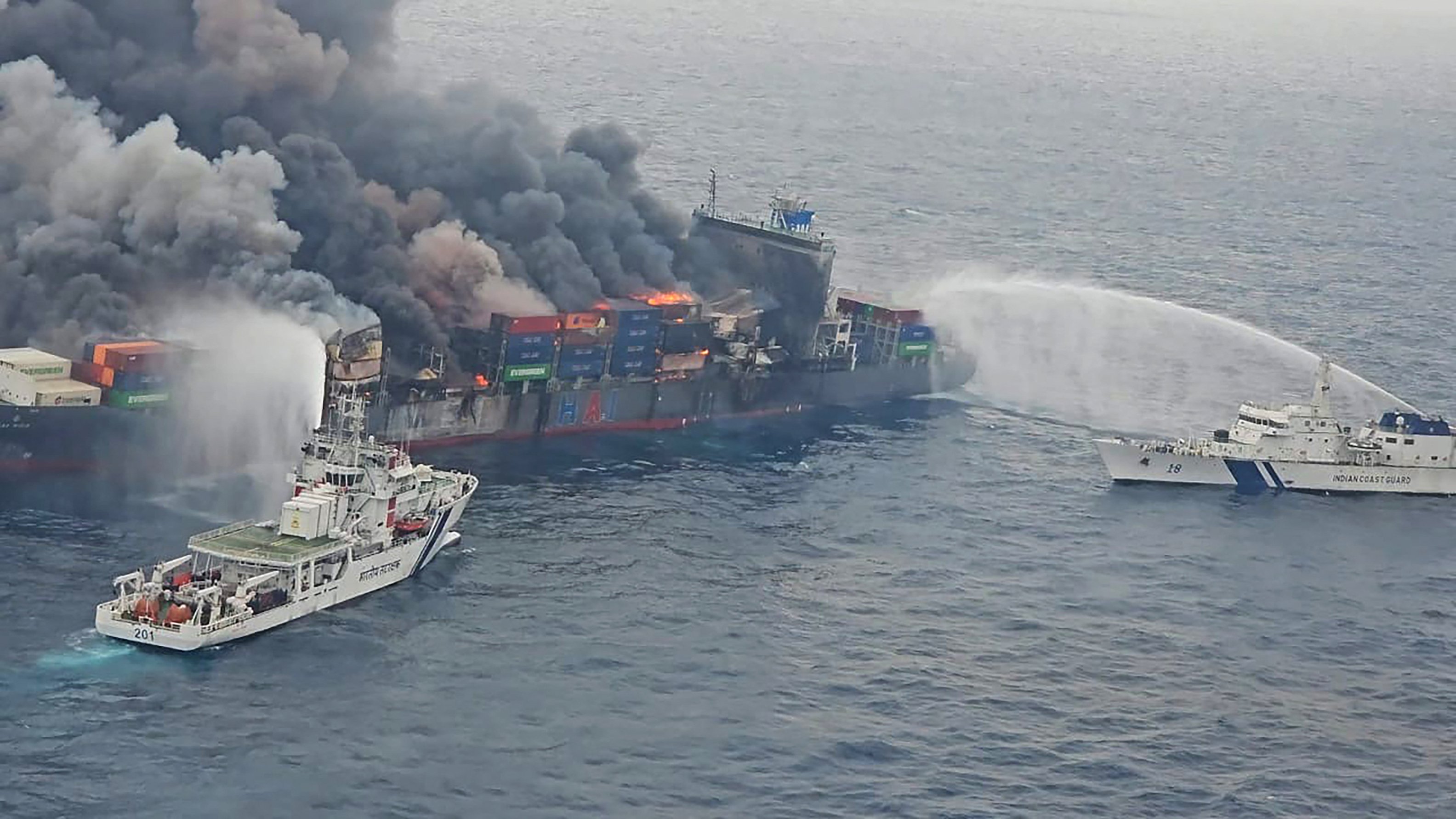 India battles container ship fire with 
‘hazardous’ cargo