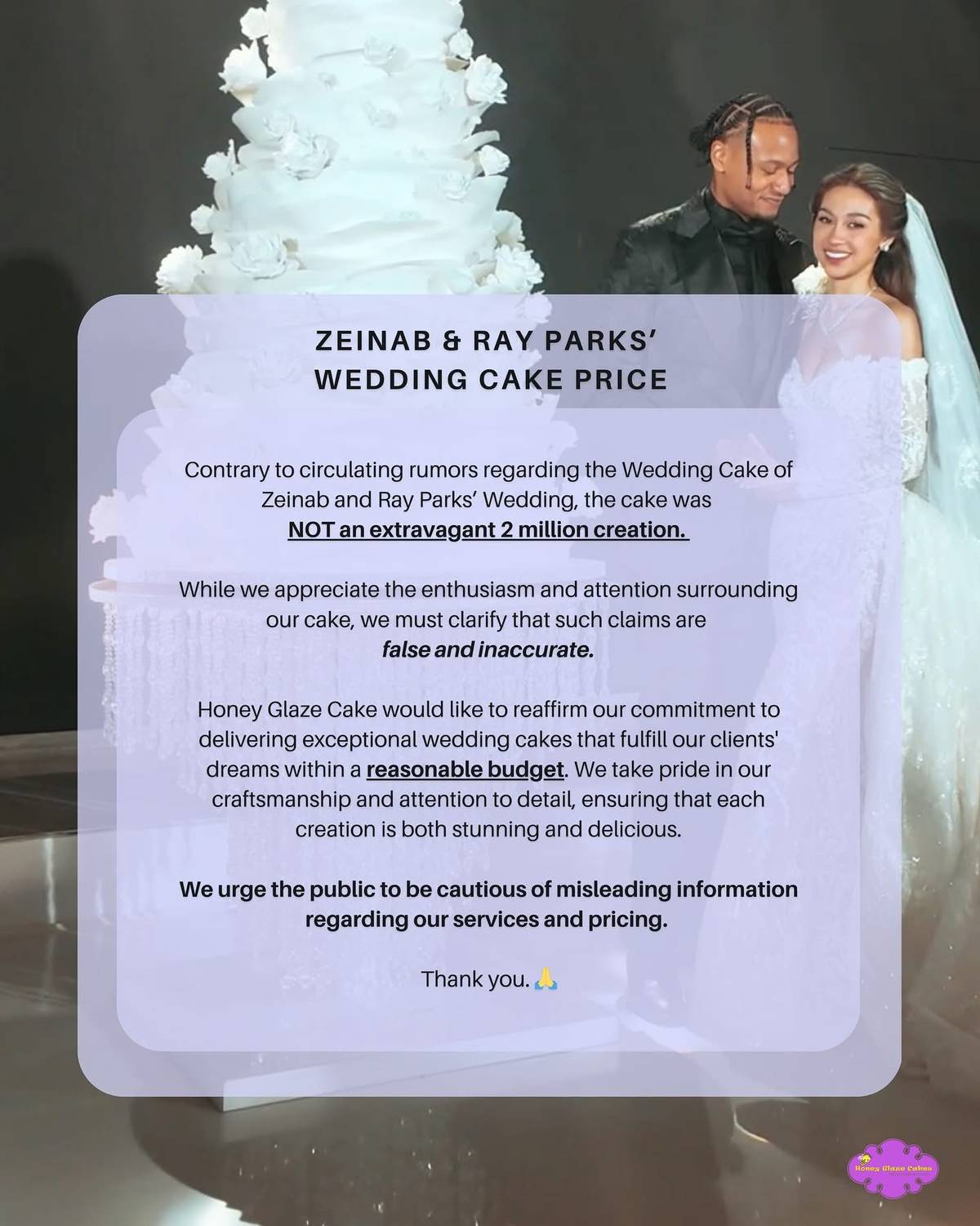 Honey Glazed Cakes official statement