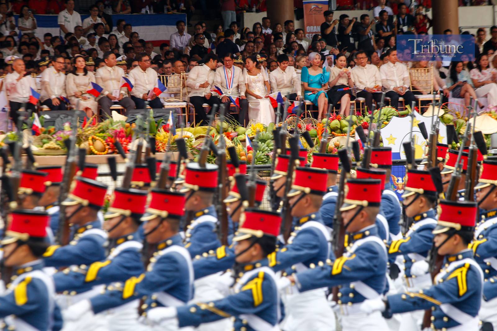 President Ferdinand Marcos Jr., joined by the first family, leads the 127th Philippine Independence Day celebration at the Quirino Grandstand on 12 June 2025. Cabinet secretaries, lawmakers, and members of the diplomatic corps also attended the event.