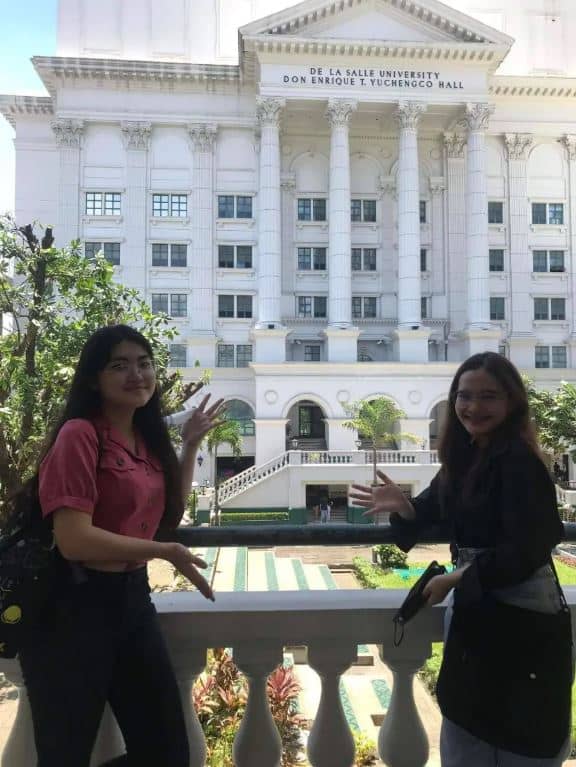 The author’s college best friend taken at De La Salle University Manila, in front of Yuchengco Building.