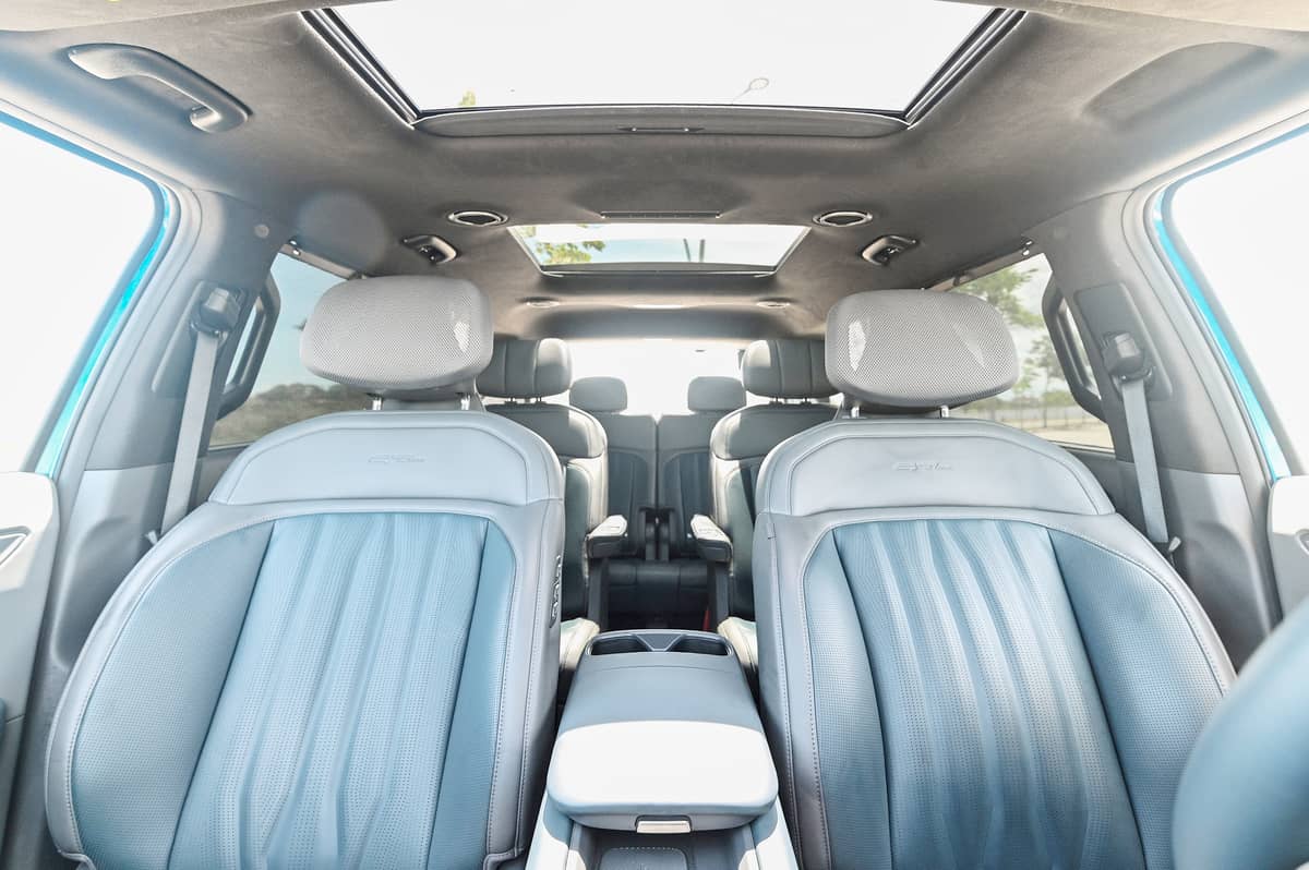 THE roomy three-row cabin of the EV9 has comfortable seats with lots of legroom for the whole family.