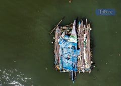 Overhead look: Navotas boats moored amid Habagat season