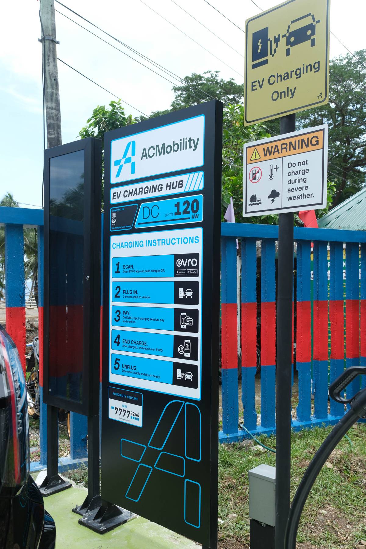 ACMOBILITY’s DC fast charger in Pagudpud delivers up to 120kW, part of the growing EV Spine network aimed at easing long-distance travel across the country.