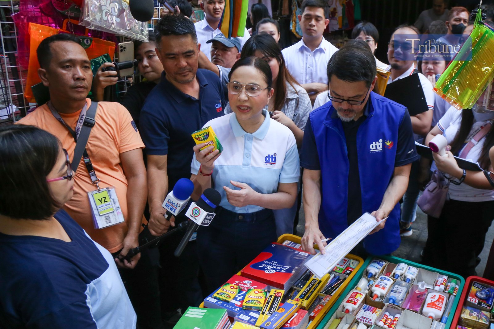Trade and Industry Secretary Cristina A. Roque led price and supply monitoring of school supplies in Divisoria, Manila, on the morning of 15 June 2025. Roque noted that most shops comply with the suggested retail prices set by the DTI.