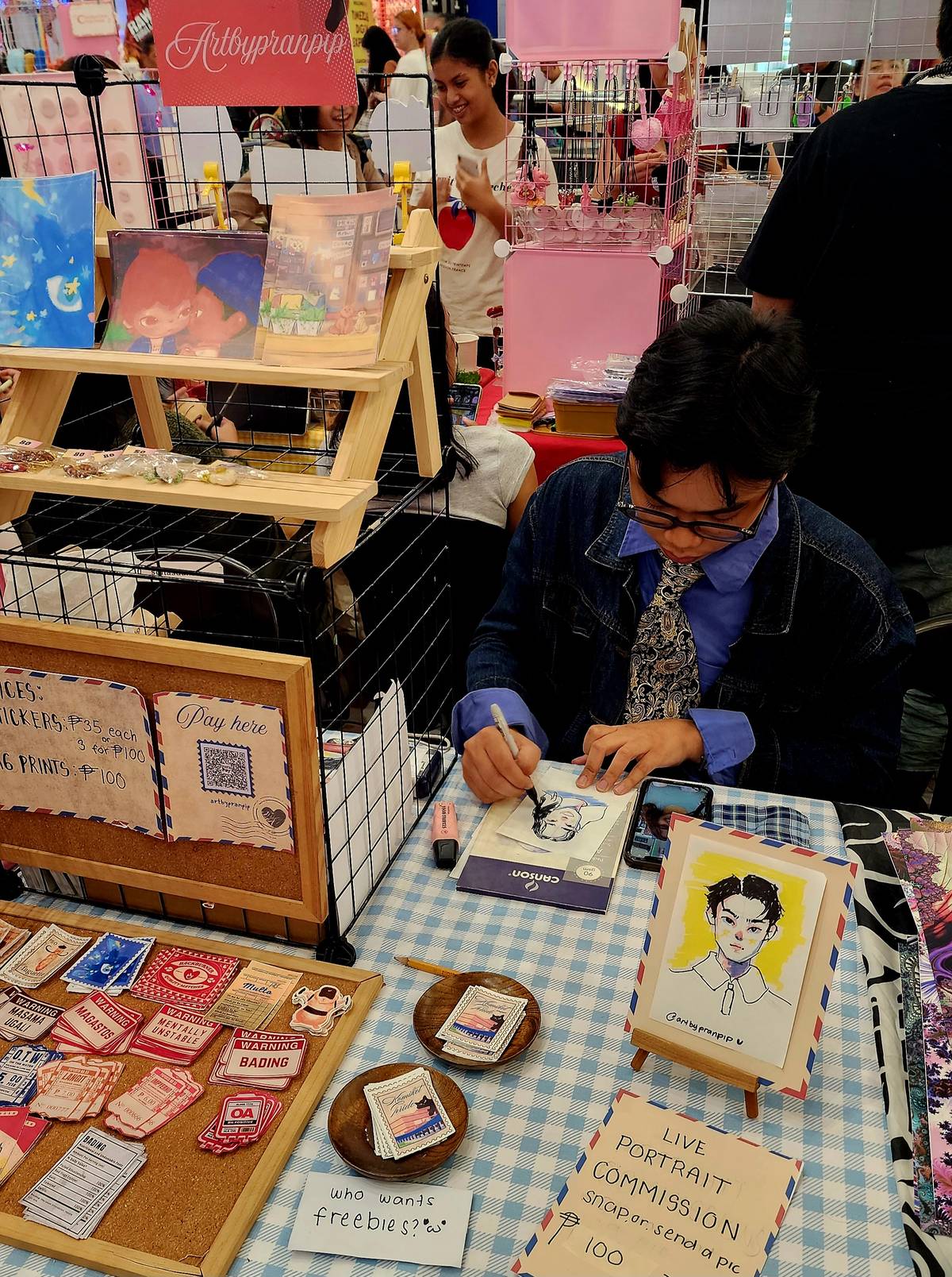 Several artists and illustrators offered drawing portraits on the spot.
