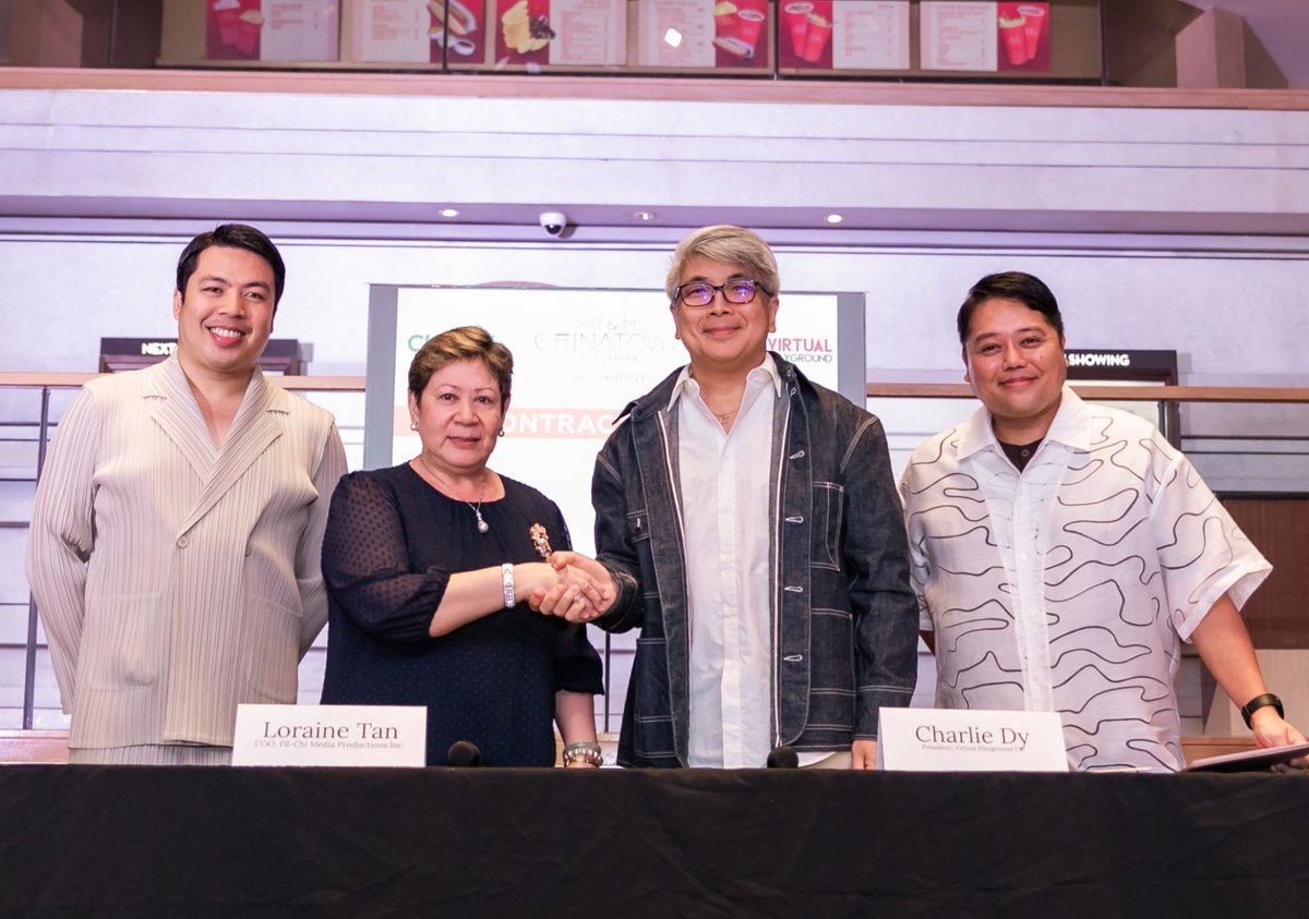 (FROM left) executive director of Mr. and Ms. Chinatown Global Mikko Araneta, COO of Fil-Chi Media Productions Inc.; Chinoy TV Loraine Tan, CEO of Virtual Playground Charlie Dy, and GM of Virtual Playground Mark Salamat.