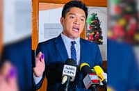 Isabela Vice Mayor-elect Jeryll Harold Respicio answers queries from the media after his voluntary surrender to a Manila court.