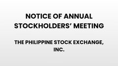 Notice of Annual Stockholders' Meeting - The Philippine Stock Exchange, Inc.