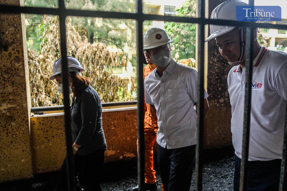 President Ferdinand Marcos Jr. visits San Francisco High School in Quezon City on 18 June 2025, offering support and solidarity days after a fire displaced over 700 students.