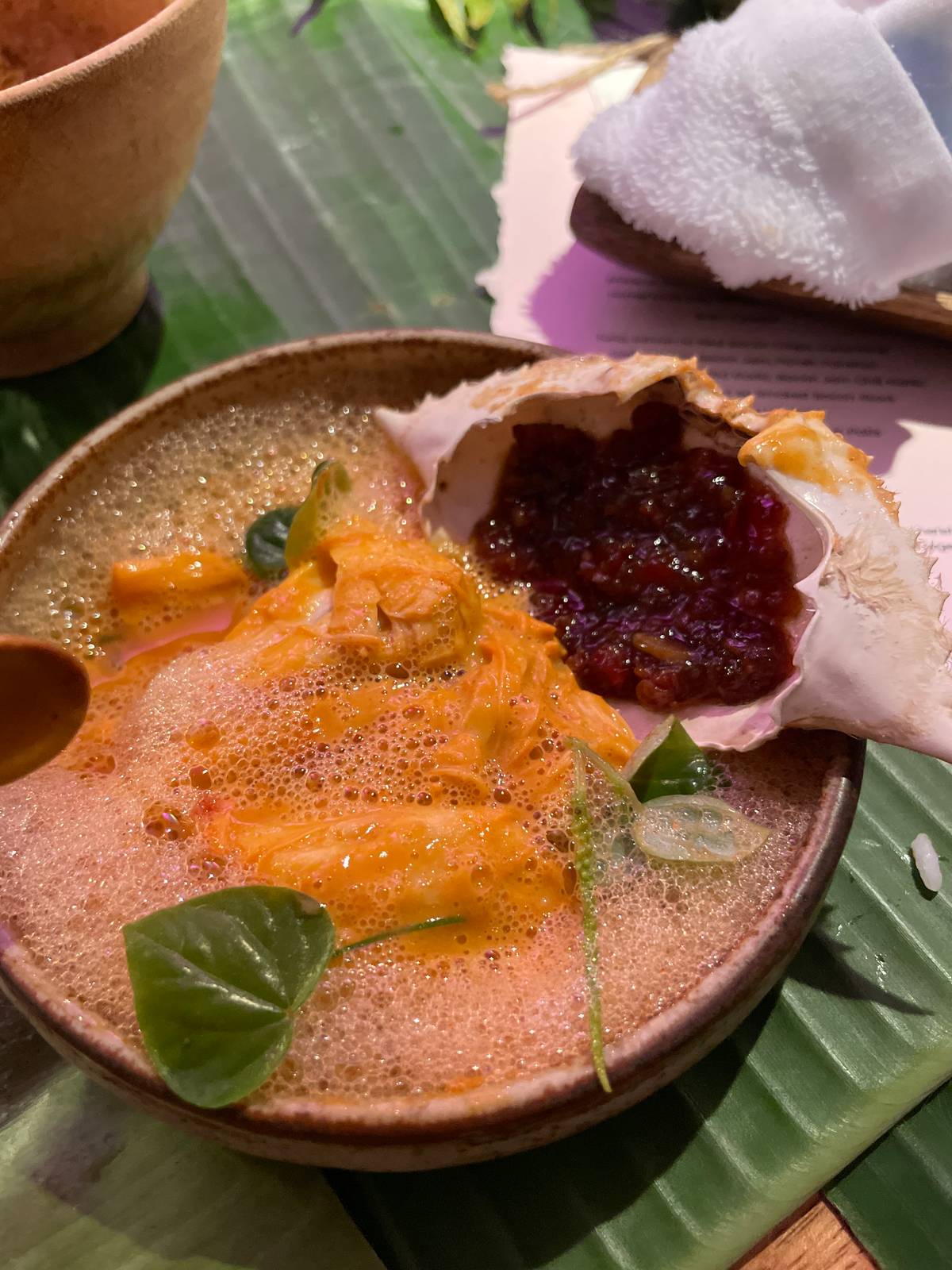 A rich, creamy highlight, crab in gata and paprika.