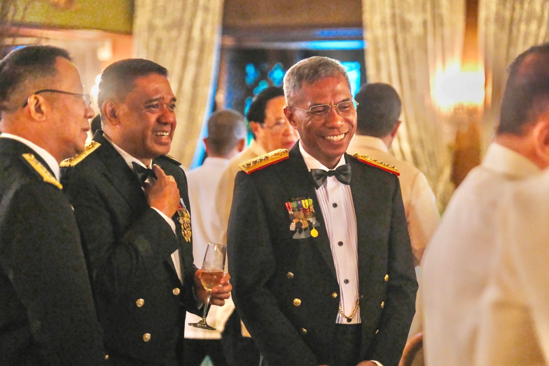 Navy FOIC Vice Admiral Jose Maria Ambrosio Q. Ezpeleta, AFP Chief of Staff Gen. Romeo Saturnino Brawner Jr. and PNP chief Police Major General Nicolas Torre III.