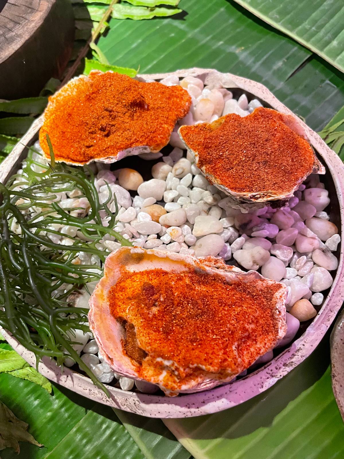 Smoky, cheesy oysters were the standout appetizer.