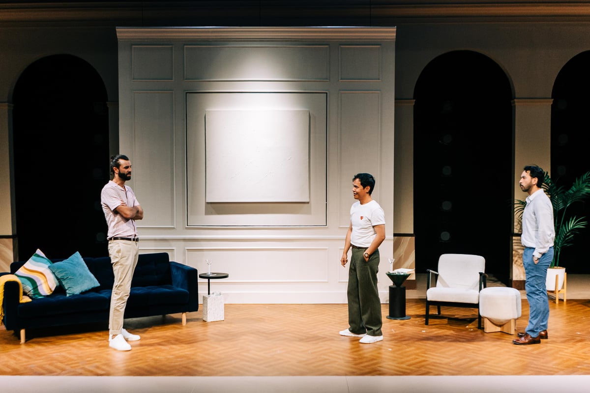 In French playwright Yasmina Reza’s three-character play ART, the conceptual provocation in question is a plain white canvas, five feet by four, by a fictional artist named Antrios.