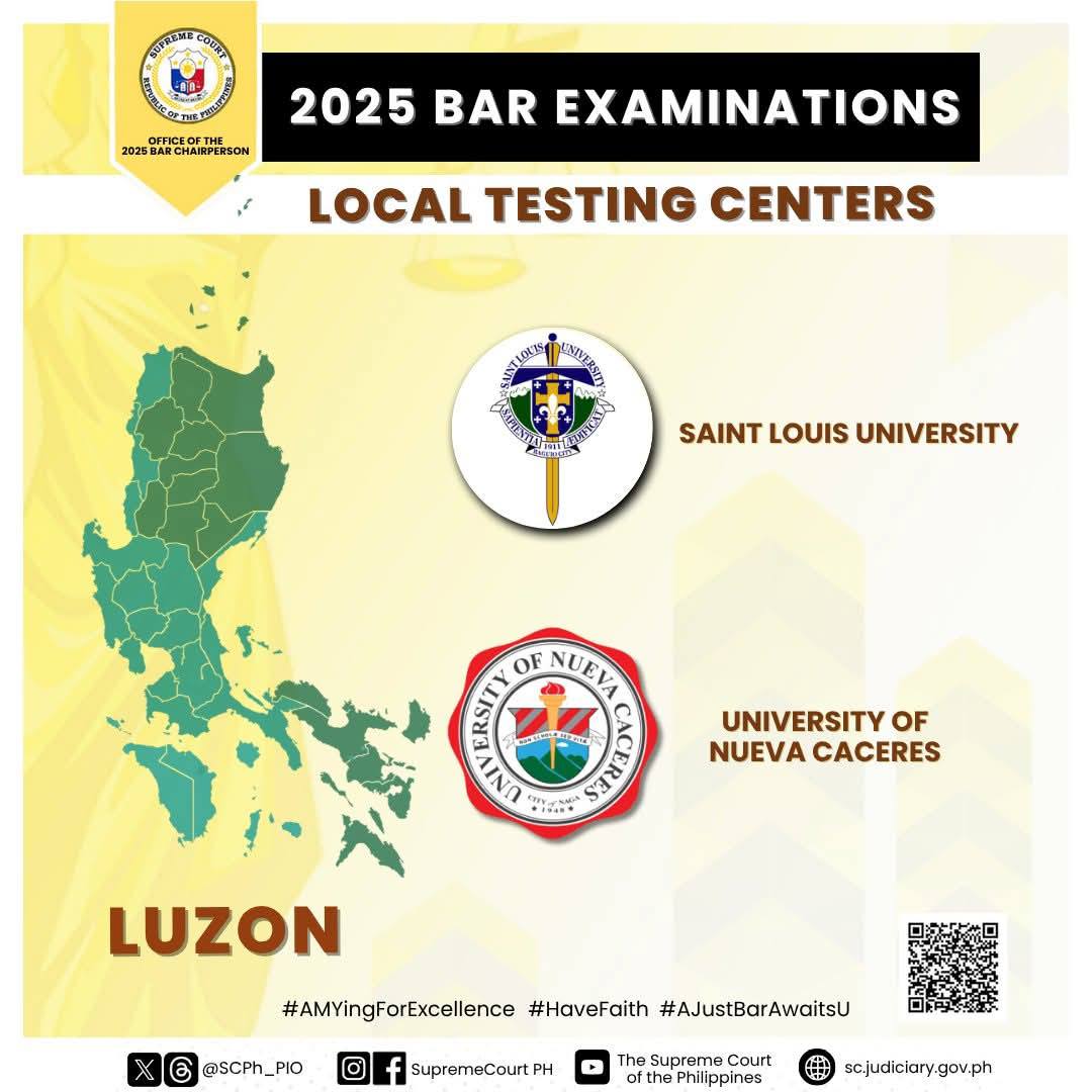 SC announces 14 local testing centers for 2025 Bar exams