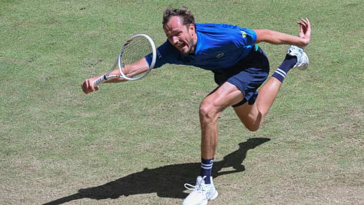 DANIIL Medvedev showcases his skills in bringing down home bet Alexander Zverev in the semifinals of the Halle Open at the OWL Arena in Halle, Germany.