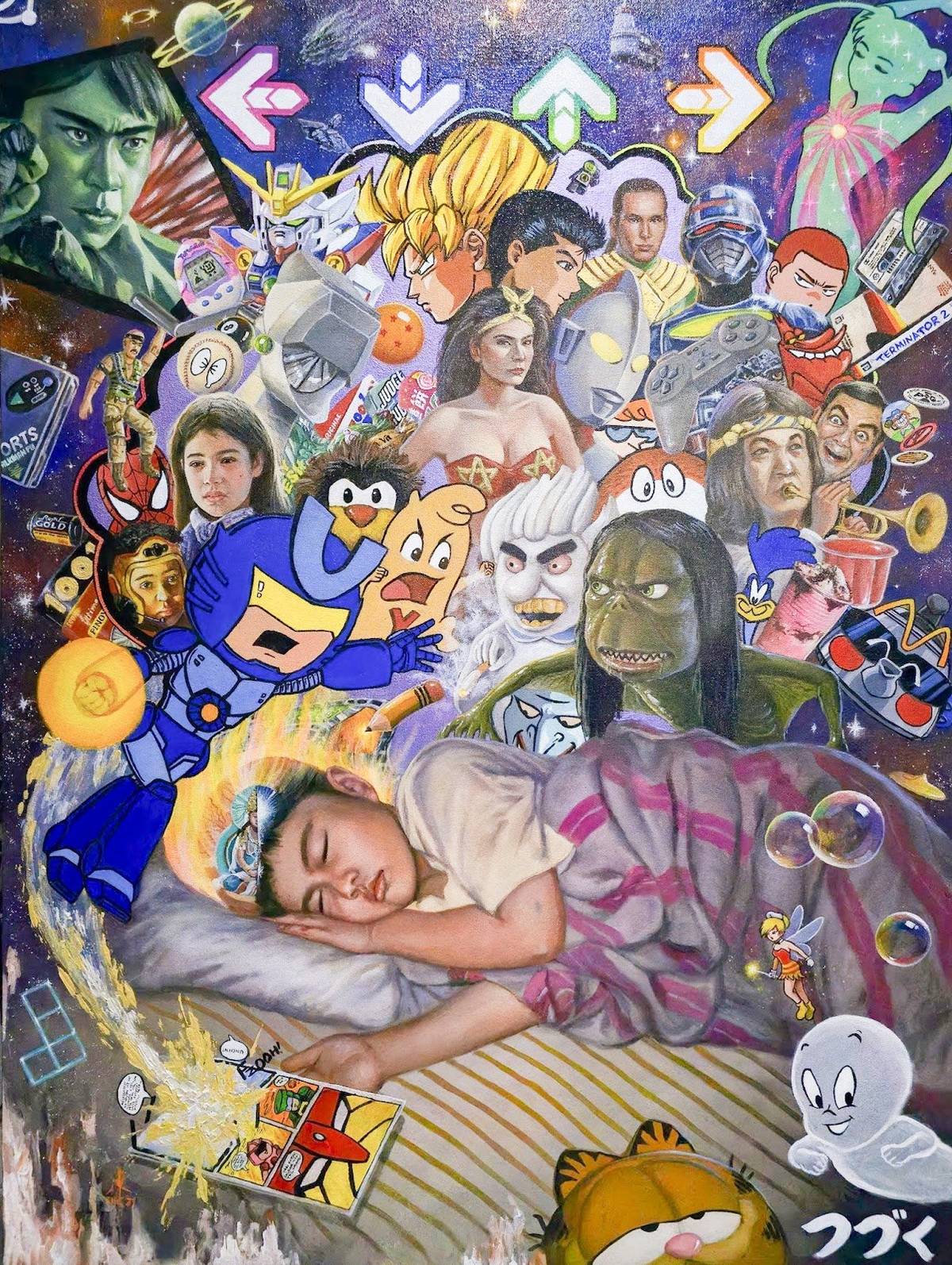 ‘90’s Dream’ by Roberto Martin Sing (acrylic on canvas, 48 by 36 inches, 2025).