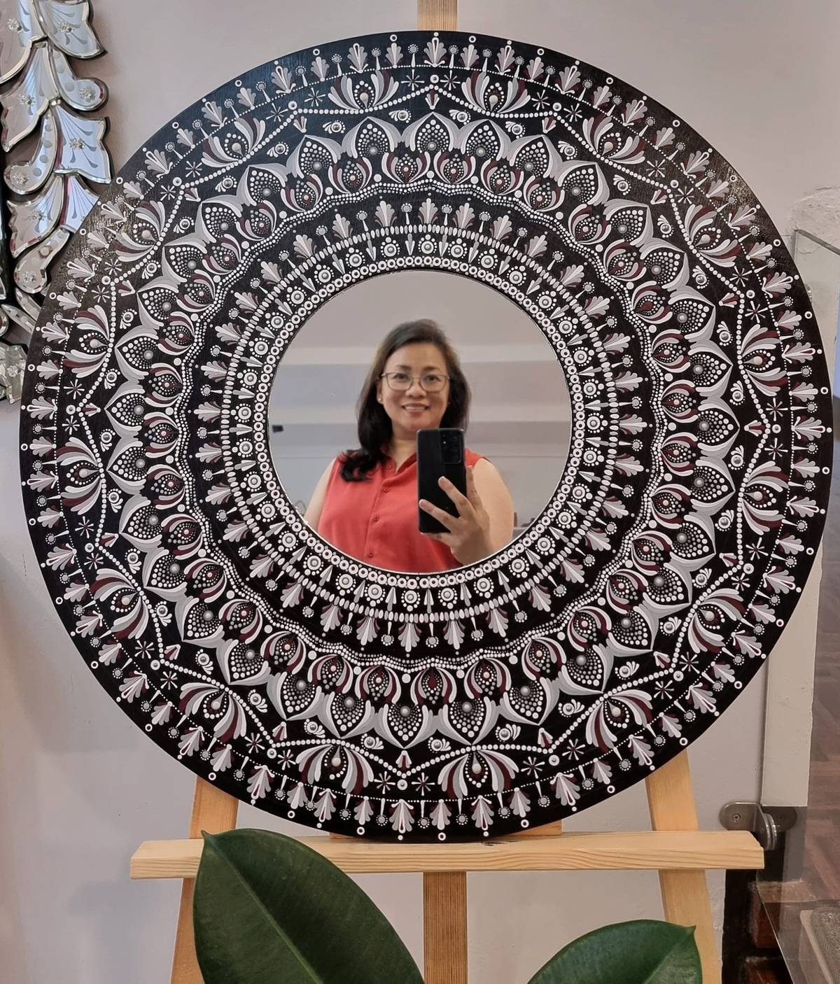 26-inch Mandala with 10-inch Mirror (Acrylic Paint).