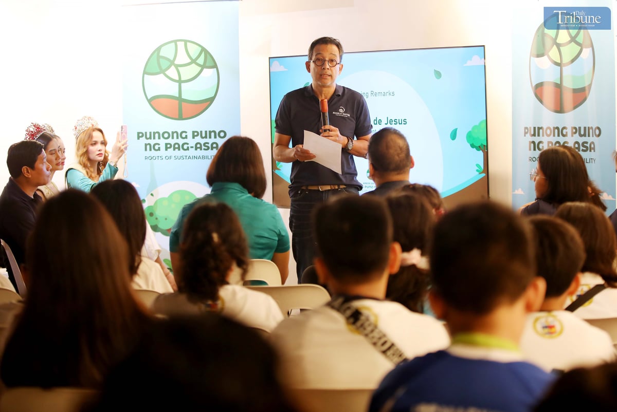 (JUNE 25, 2025) Manila Water celebrate Arbor Day, during the celebration, Manila Water President and CEO Jocot De Dios teach the student from different school in Marikina and Pasig on how to care environment and hope by planting tree during his speech on Wednesday June 25 2025 held at La Mesa Eco Park in Quezon City, In the Philippines, Arbor Day is celebrated every June 25th. It's a day dedicated to planting trees and raising awareness about their importance to the environment. This observance is mandated by Presidential Proclamation No. 643 and Republic Act No. 10176. Photo/Analy Labor