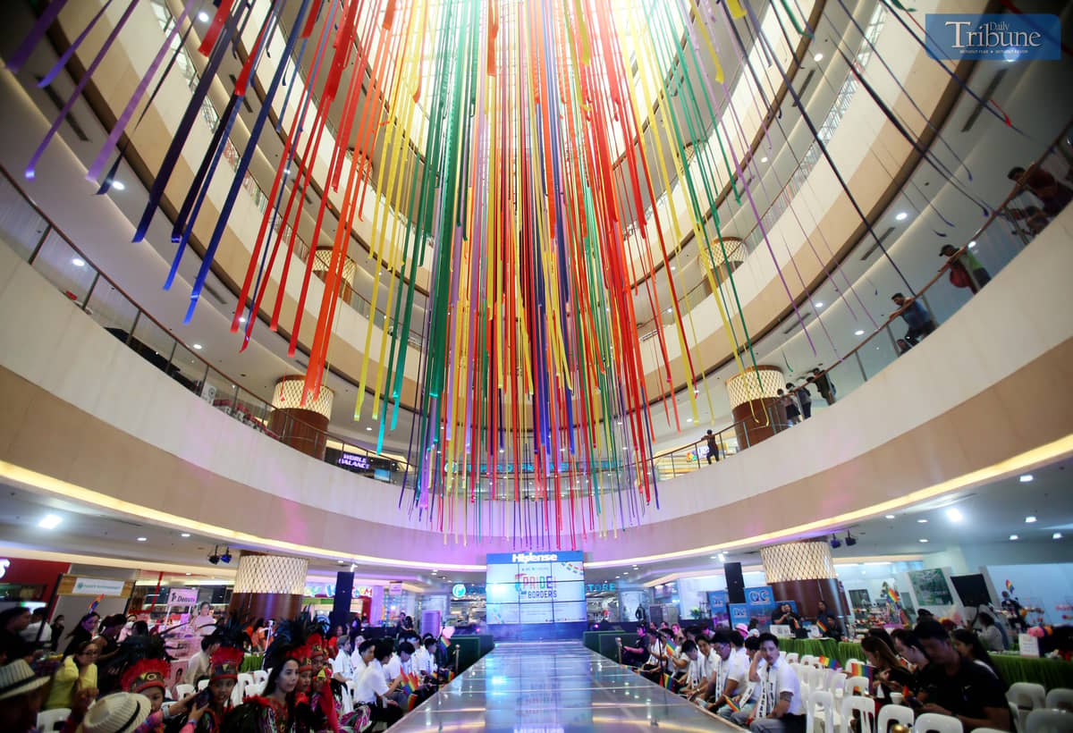 A vibrant Pride-colored display brightens Fisher Mall in Quezon City during the Pride Without Borders celebration on Thursday, June 26, 2025. The event, held in partnership with the local government unit, expresses solidarity with the LGBTQ+ community in celebration of Pride Month.