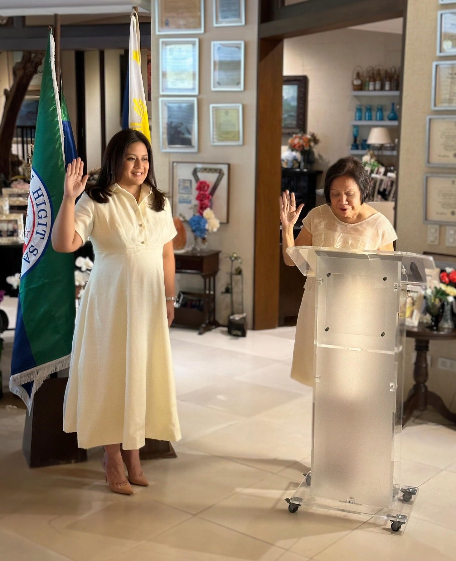Mom Cynthia swears in Camille Villar at Las Piñas home