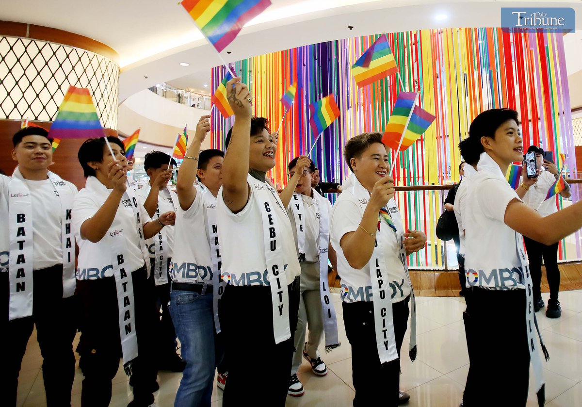 Candidates of Tomboy Philippines 2025 — the first and only national pageant celebrating strong, proud, and empowered lesbians — join the Pride March at Fisher Mall in Quezon City on Thursday, June 26, 2025, during the Pride Without Borders celebration held in partnership with the local government unit.