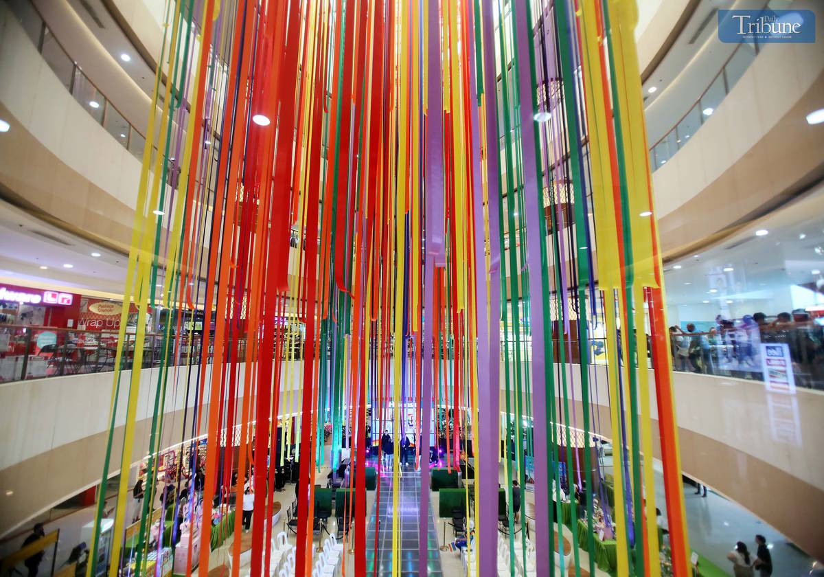 A vibrant Pride-colored display brightens Fisher Mall in Quezon City during the Pride Without Borders celebration on Thursday, June 26, 2025. The event, held in partnership with the local government unit, expresses solidarity with the LGBTQ+ community in celebration of Pride Month.