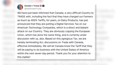 Trump ends trade talks with Canada over tax on US tech firms