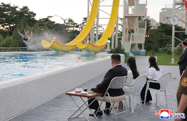 NORTH Korean leader Kim Jong Un (left), his daughter Kim Ju Ae (center) and his wife Ri Sol Ju visit the Wonsan Kalma coastal tourist area in Kangwon Province, North Korea.