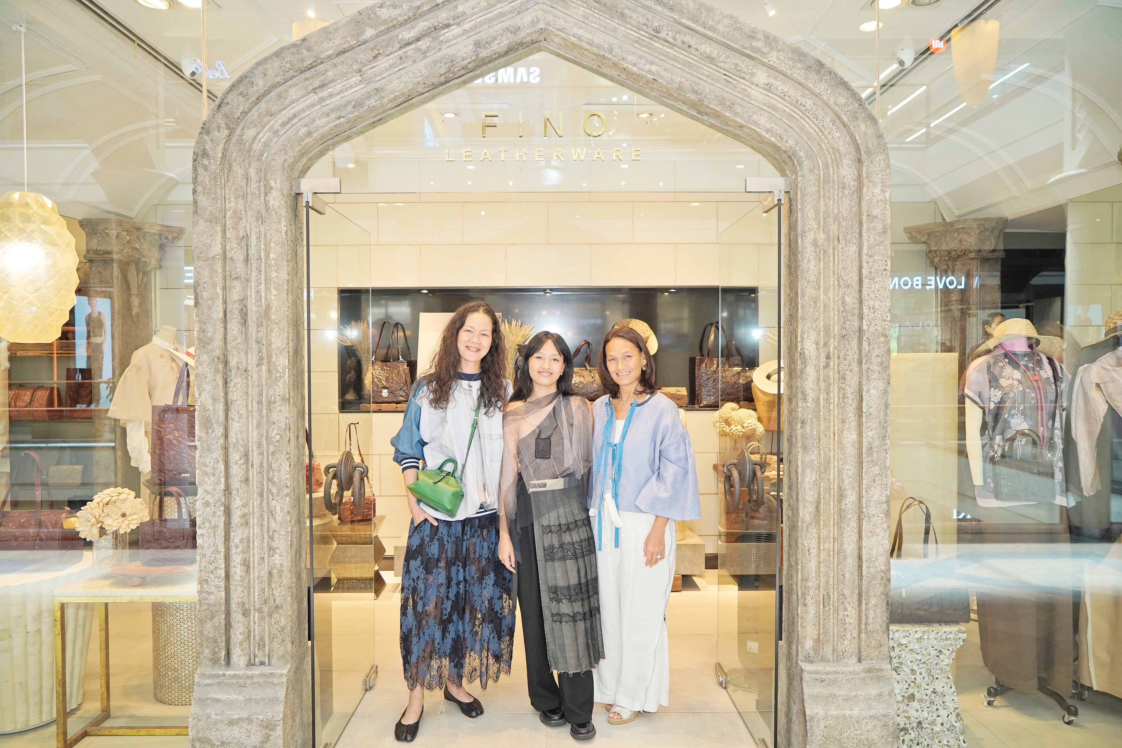 Jo Ann Bitagcol, Adrianna Bautista, director, Special Projects and Execution Fino Leatherware; and Roseann Bautista, vice president, Fino Leatherware.