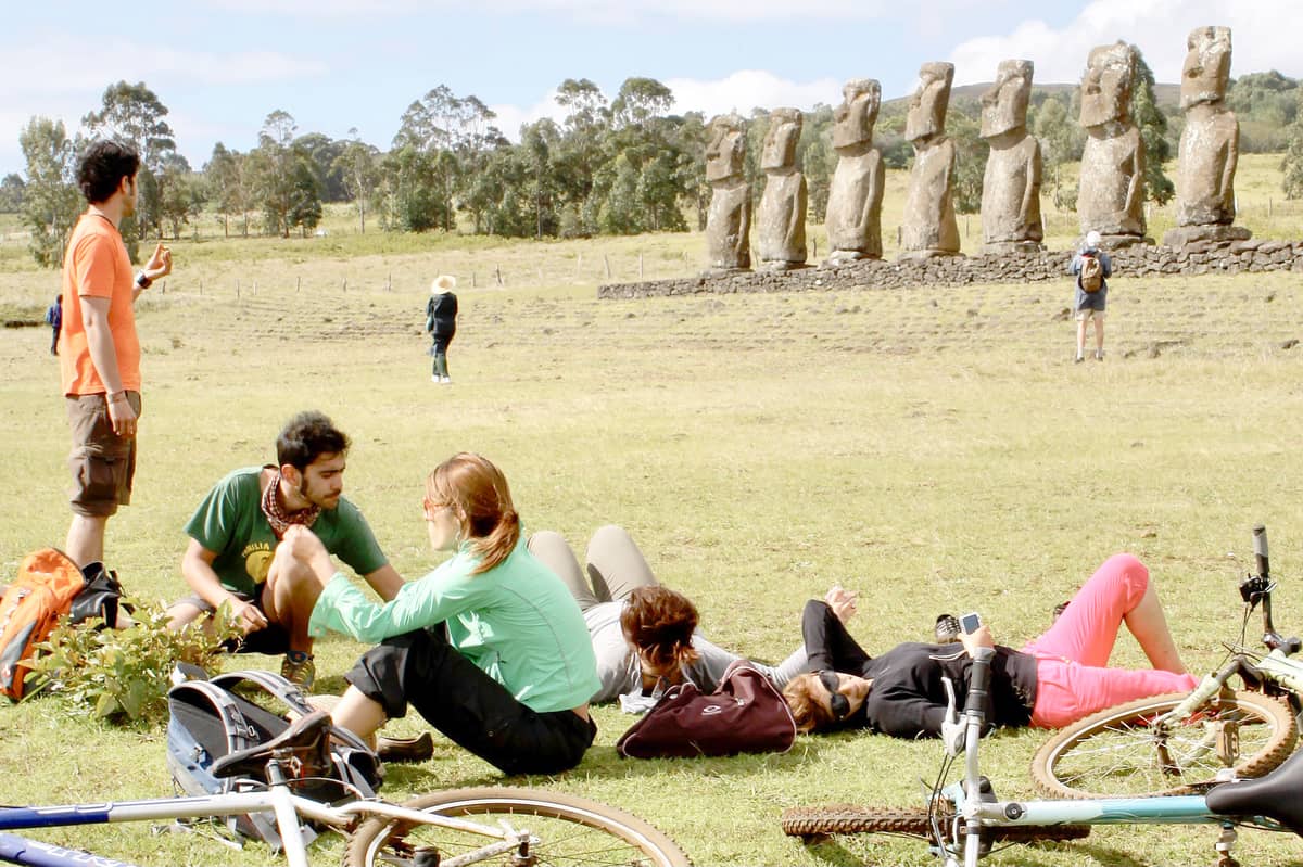 The seven Moai of Ahu Akivi are the only statues facing the ocean.