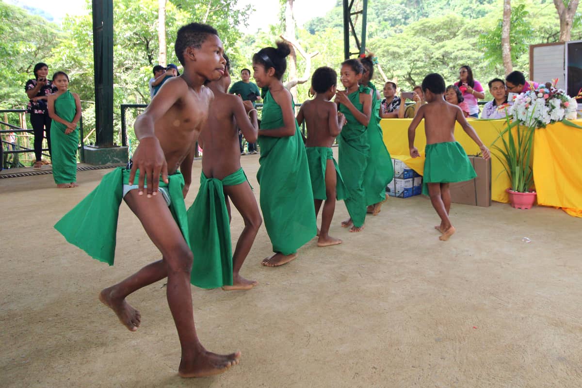 Ayta students perform a cultural dance for the visitors from CoinEx at the Aningway-Sacatihan In Sitio Gala, Subic Town, Zambales on Friday afternoon. The performance of the Ayta kids is a show of appreciation to the company for providing a Starlink system and two printers to the far-flung school.