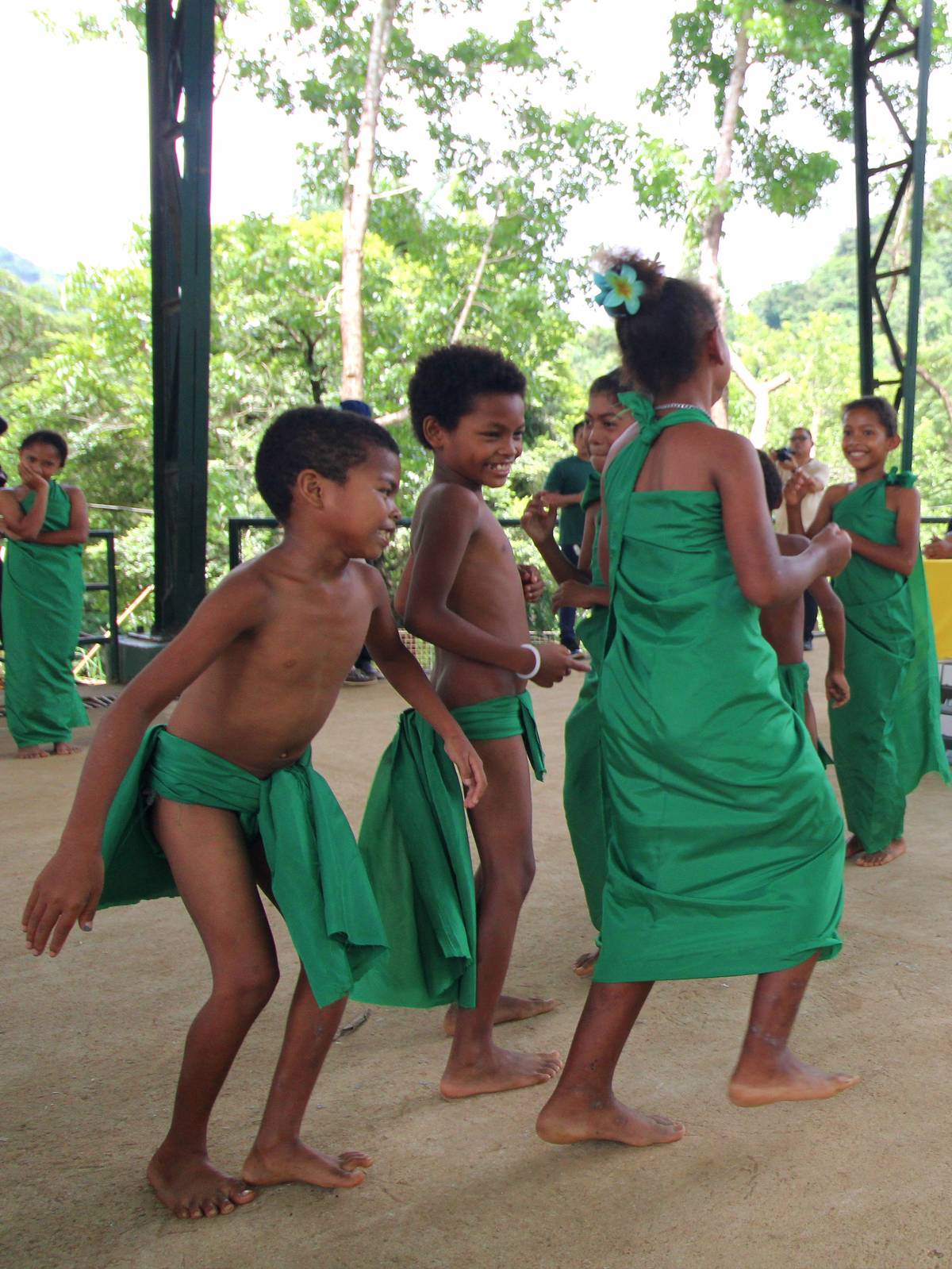 Ayta students perform a cultural dance for the visitors from CoinEx at the Aningway-Sacatihan In Sitio Gala, Subic Town, Zambales on Friday afternoon. The performance of the Ayta kids is a show of appreciation to the company for providing a Starlink system and two printers to the far-flung school.