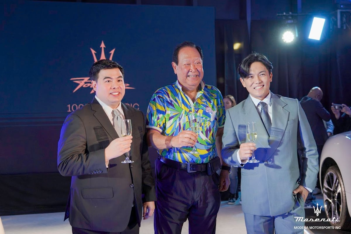 MASERATI’S Mody Llamas, Wellington Soong, and Sam Verzosa raise a toast to the brand’s bold electric leap with the Folgore lineup.
